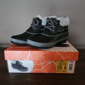 NEW in Box Women's JSPORT Mary Waterproof BLACK Short Duck Boots